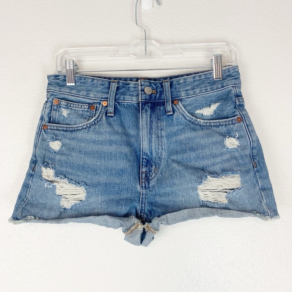 Madewell Short Womens 25 Relaxed Denim Distressed Blueβ Raw Hem Boho Cowgirl